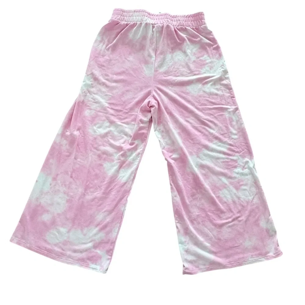 Self Esteem Kids Pajama Bottoms in Pink and White Tie-Dye